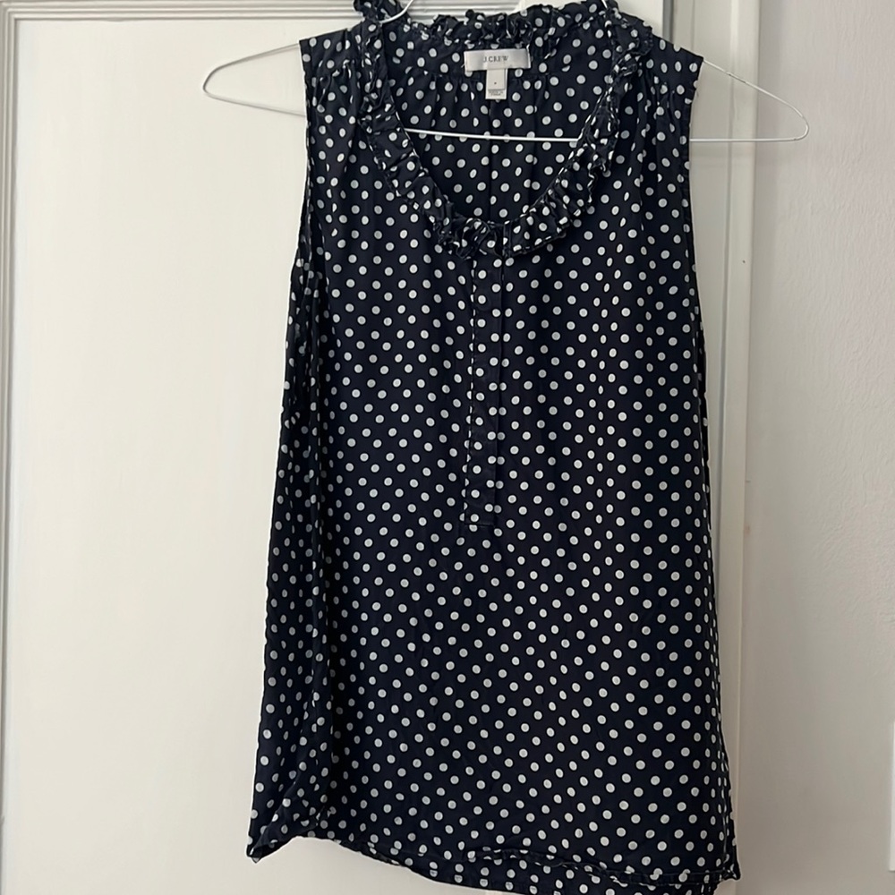 Jcrew polka dot navy blouse